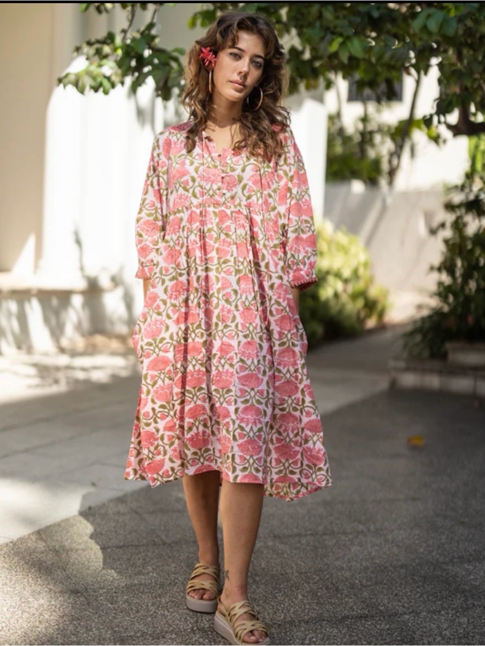 River Goddess Neera short dress in Lotus Midi Dress